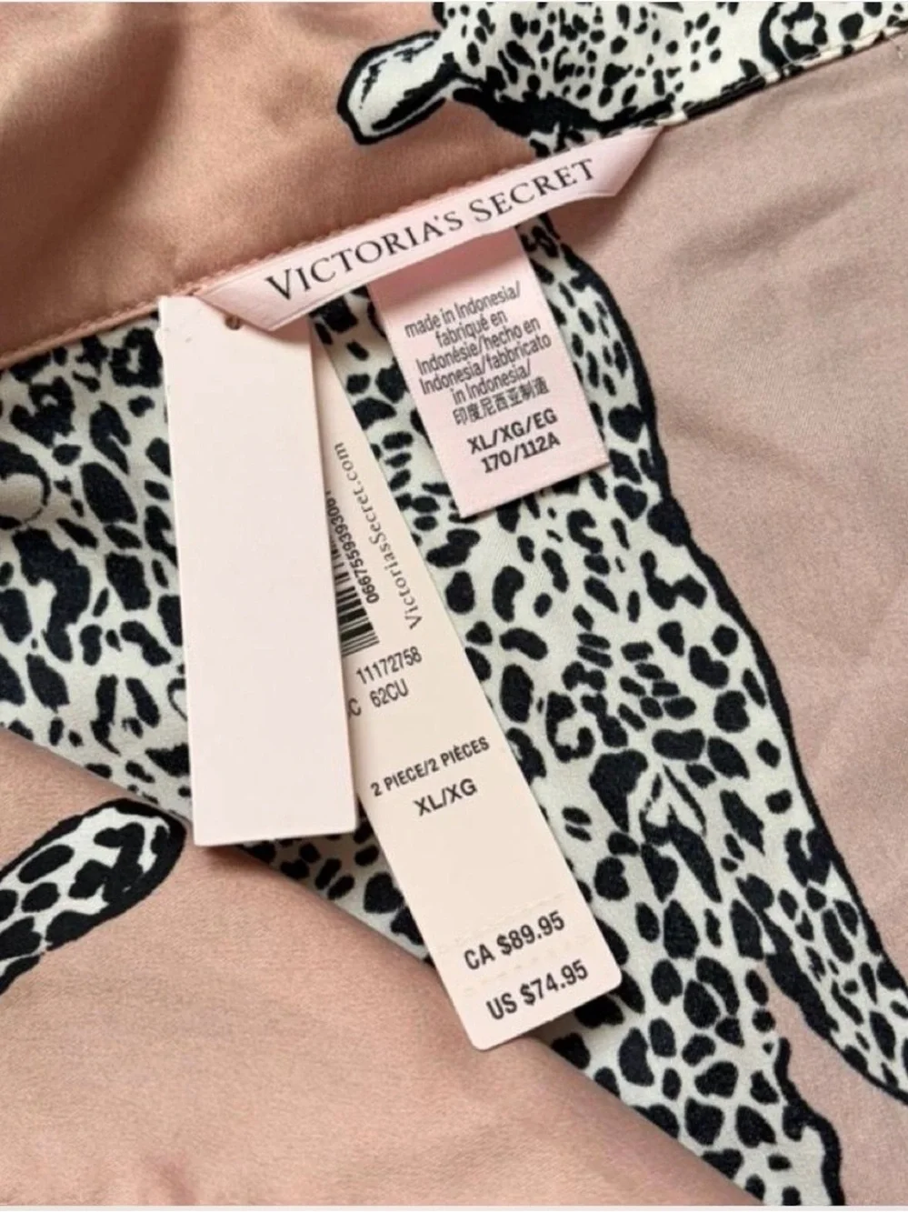 Victoria's Secret Pink Leopard-Print Satin Short Pajama Set Limited edition XL